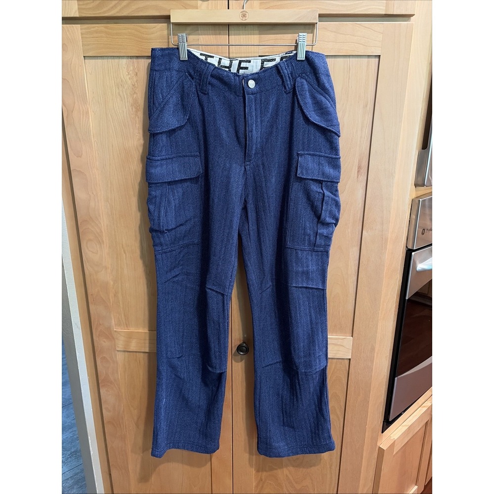 NWT Free People Blue Herringbone Cargo Pants  Multi Pocket Org $168!